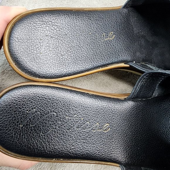 Matisse Shoes Womens Size 8 Black Leather Slip On Platform Sandals *GUC* - Picture 10 of 12